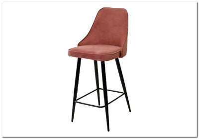 Полубарный стул NEPAL-PB РОЗОВЫЙ 15 велюр/ черный каркас (H=68cm)