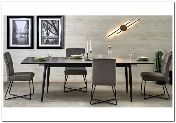 Стол обеденный Halmar CHARLES 180 раскладной (серый мрамор/черный) заказать по цене 74 489 руб. в Омске