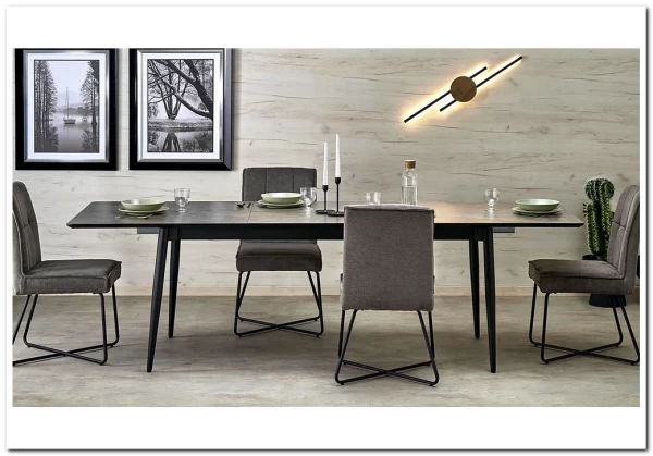 Стол обеденный Halmar CHARLES 180 раскладной (серый мрамор/черный) заказать по цене 74 489 руб. в Омске