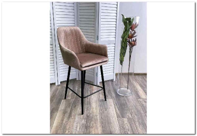 Полубарный стул Роден Blitz 05 Серо-бежевый, велюр (H=65cm)