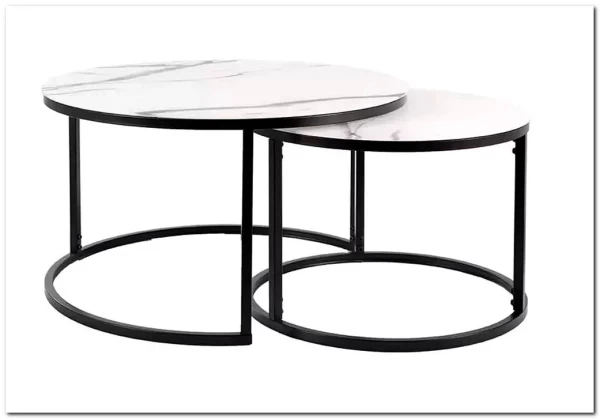 Комплект Signal ATLANTA C, 2 стола журнальных (эффект белого мрамора/черный мат) заказать по цене 28 333 руб. в Омске