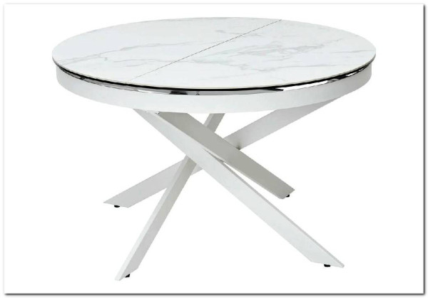 Стол TRENTO 120 HIGH GLOSS STATUARIO Белый мрамор глянцевый, керамика/ белый каркас заказать по цене 73 620 руб. в Омске