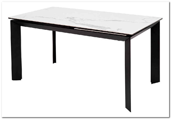 Стол CREMONA 140 HIGH GLOSS STATUARIO Белый мрамор глянцевый керамика/ черный каркас заказать по цене 74 610 руб. в Омске