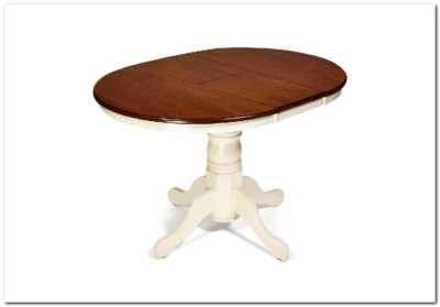 Стол NAVARRESE (mod. E-R36R+12AV NMO-2A) rustic oak+cream (дуб+кремовый)