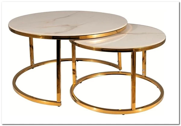 Комплект Signal PORTAFINO A, 2 стола журнальных (белый/золотой) заказать по цене 33 551 руб. в Омске