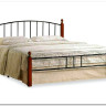 Купить Кровать AT-915 дерево гевея/металл 160*200 (Queen bed), красный дуб/черный с доставкой по России по цене производителя можно в магазине Другая Мебель в Омске