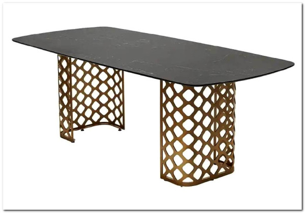 Стол CHIAVARI 220 KL-116 Черный мрамор матовый, итальянская керамика / бронзовый, DISAUR заказать по цене 96 480 руб. в Омске