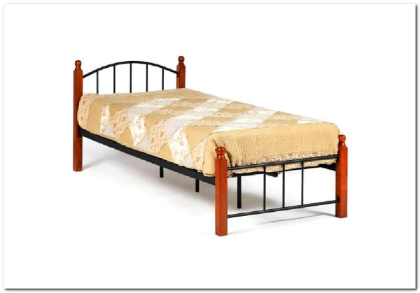 Купить Кровать AT-915 дерево гевея/металл 90*200 (Single bed), красный дуб/черный с доставкой по России по цене производителя можно в магазине Другая Мебель в Омске
