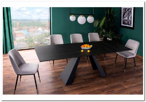 Стол обеденный Signal SALVADORE Ceramic 160 раскладной (черный Sahara Noir/черный мат) заказать по цене 145 558 руб. в Омске