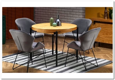 Стол обеденный Halmar INFERNO раскладной (дуб натуральный/черный)