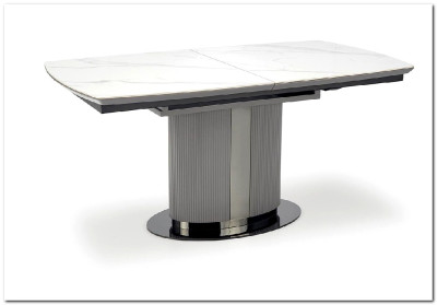 Стол обеденный Halmar DANCAN раскладной (белый мрамор/серый/черный)