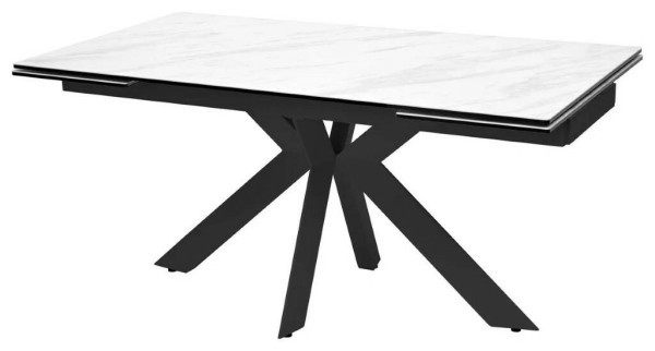 Стол BELLUNO 160 MARBLES KL-99 Белый мрамор матовый, итальянская керамика/ черный каркас заказать по цене 124 150 руб. в Омске