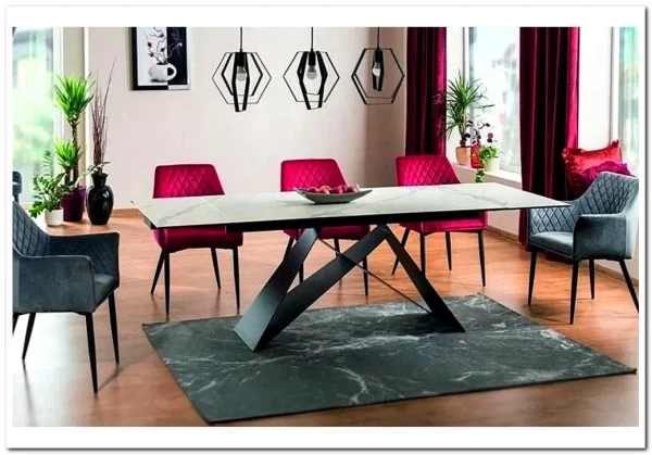 Стол обеденный Signal WESTIN III Ceramic 180 раскладной (белый мрамор/черный мат) заказать по цене 166 809 руб. в Омске