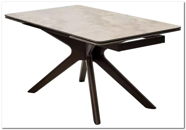 Стол ЭДЕР (EDER) 160 цвет АМБЕР ЖАДЕ (GLOSS AMBER JADE SOLID CERAMIC) / ОРЕХ, ®DISAUR заказать по цене 105 300 руб. в Омске