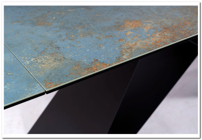 Стол обеденный Signal WESTIN Ceramic 160 раскладной (бирюзовый Ossido Verde/черный мат)