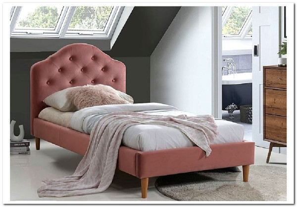 Кровать Signal CHLOE VELVET BLUVEL 52 (античный розовый/дуб) 90/200 заказать по цене 44 292 руб. в Омске