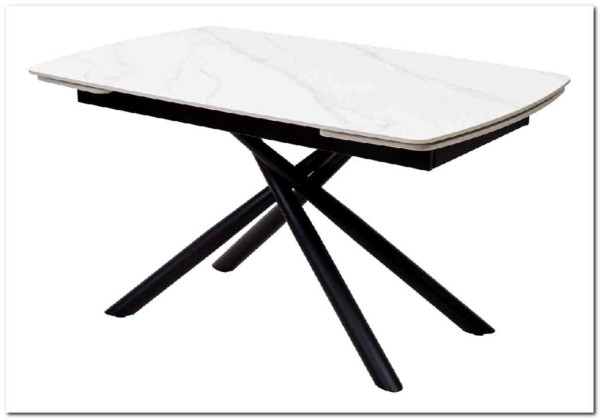 Стол RIVOLI 140 MATT WHITE MARBLE SOLID CERAMIC / BLACK заказать по цене 74 900 руб. в Омске
