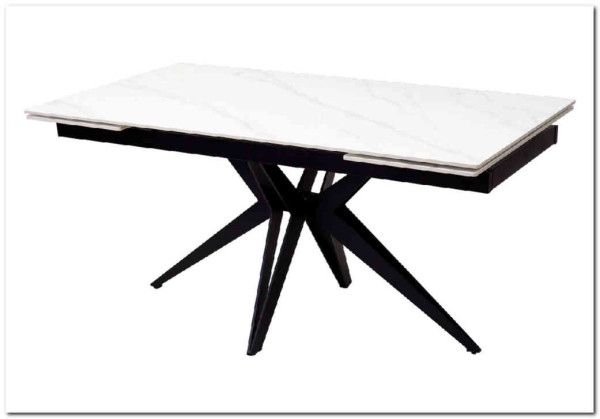 Стол FORIO 160 MATT WHITE MARBLE SINTERED STONE/ BLACK заказать по цене 88 950 руб. в Омске