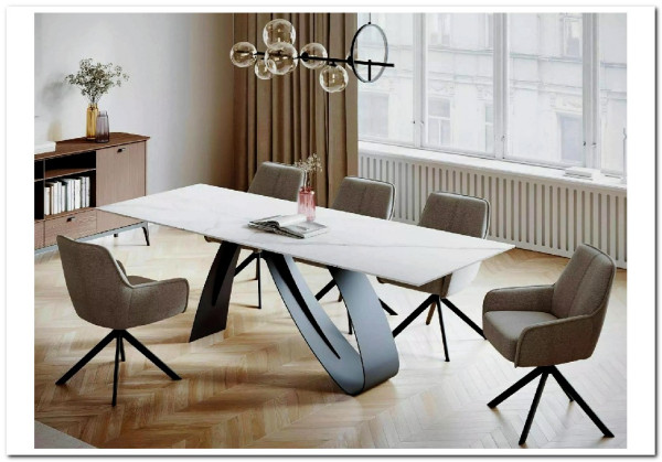 Стол обеденный Signal DIUNA Ceramic 160 раскладной (Statuario Venato белый/черный мат) заказать по цене 166 934 руб. в Омске