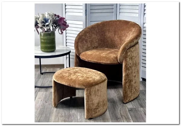 Кресло+оттоманка HUG AT5139-13 Коричневый, ткань/каркас металл в обивке AT5139-13 ®DISAUR заказать по цене 25 500 руб. в Омске