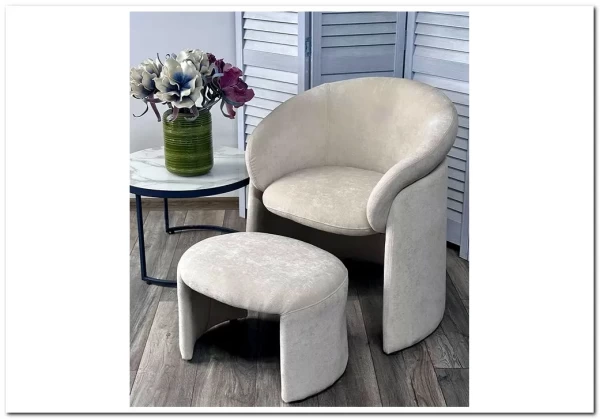 Кресло+оттоманка HUG AT5139-09 Св. бежевый, ткань/каркас металл в обивке AT5139-09 ®DISAUR заказать по цене 25 500 руб. в Омске