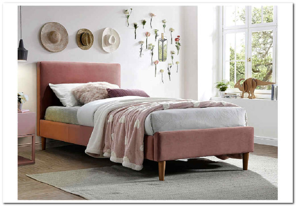 Кровать Signal ACOMA VELVET BLUVEL 52 (античный розовый/дуб) 90/200 заказать по цене 37 392 руб. в Омске