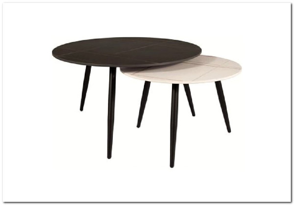 Комплект Signal KORA A, 2 стола журнальных (черный мат/белый мат/черный) заказать по цене 23 424 руб. в Омске