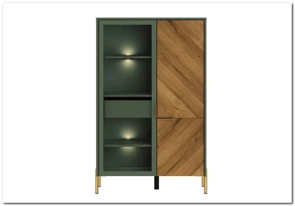 Витрина Siena REG1W1D/140 дымчатый зеленый/дуб вотан BRW заказать по цене 33 980 руб. в Омске