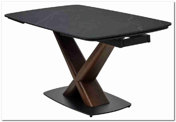 Стол BLANCO 160 MATT BLACK MARBLE SOLID CERAMIC / Орех, DISAUR заказать по цене 102 000 руб. в Омске