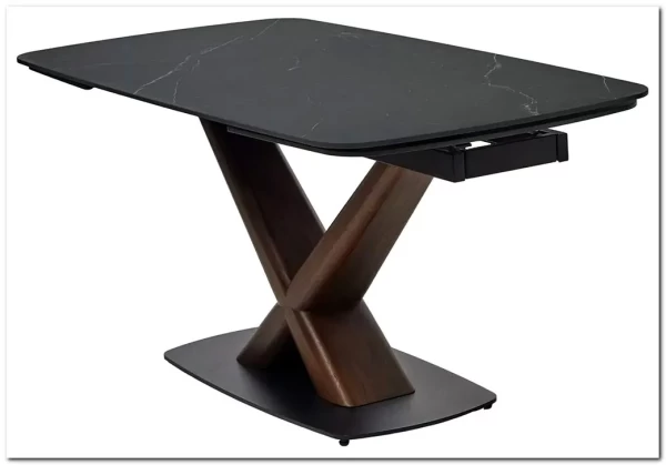 Стол BLANCO 160 MATT BLACK MARBLE SOLID CERAMIC / Орех, DISAUR заказать по цене 106 800 руб. в Омске Стол BLANCO 160 MATT BLACK MARBLE SOLID CERAMIC / Орех, DISAUR заказать по цене 106 800 руб. в Омске