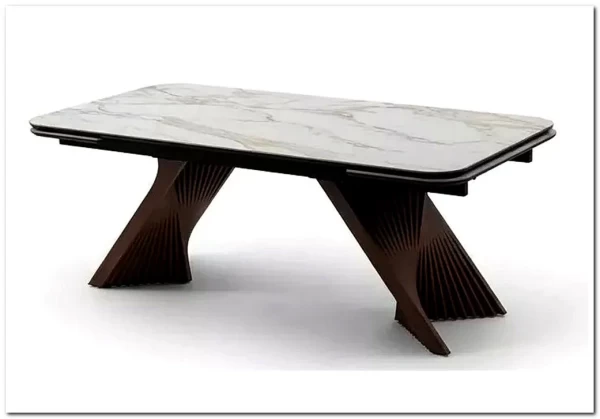 Стол МАНХЭТТЕН 200 цвет СВЕТЛЫЙ БЕЖ ( DRAC COLD XLIM), керамика / Орех Карни натуральный заказать по цене 111 300 руб. в Омске