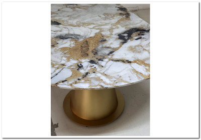 Стол TERAMO 135 GLOSS GRAND JADE SOLID CERAMIC, керамика, поворотн.механизм / Бронзовый, DISAUR