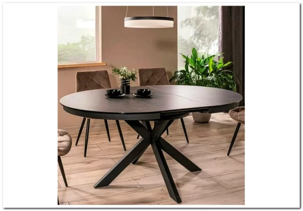 Стол обеденный Signal PORTO Ceramic 120 раскладной (темно-серый мрамор/черный мат) заказать по цене 135 701 руб. в Омске