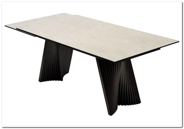 Стол АКИМ (YOAKIM) 180 цвет TL-102 Бежевый мрамор, испанская керамика / Темно-серый, ®DISAUR заказать по цене 123 520 руб. в Омске