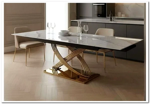 Стол обеденный Signal HERMES II 160 (эффект белого мрамора/золотой) заказать по цене 132 348 руб. в Омске