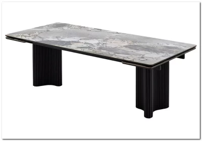 Стол АДАЖИО 240 (320) см MINERAL STONE NATURAL, керамика / Черный каркас