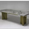 Стол АДАЖИО-2 240 (320) см ARCTIC OCEAN, керамика / Золотой каркас заказать по цене 123 150 руб. в Омске